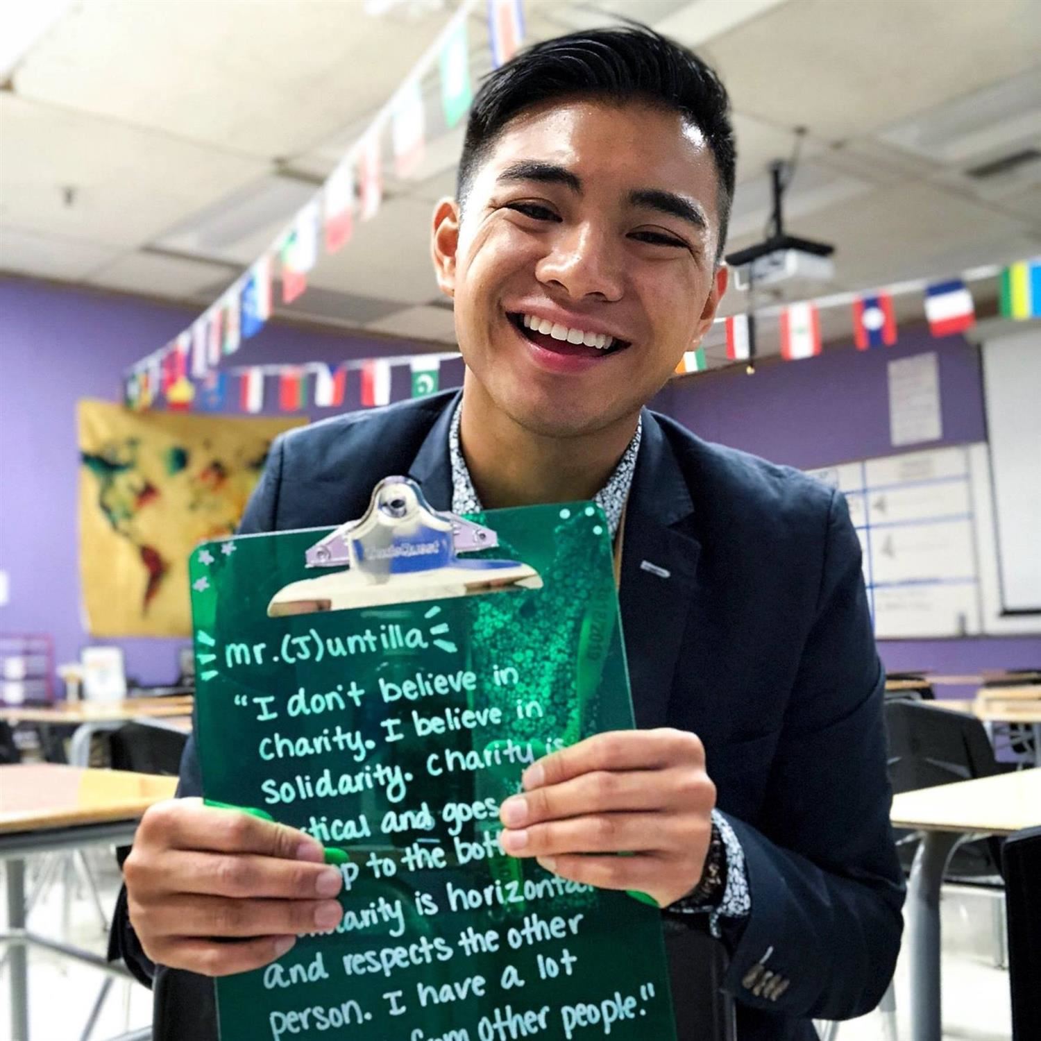 Richmond High School's Carlo Juntilla, Ed Fund Teaching Excellence Award Winner. 